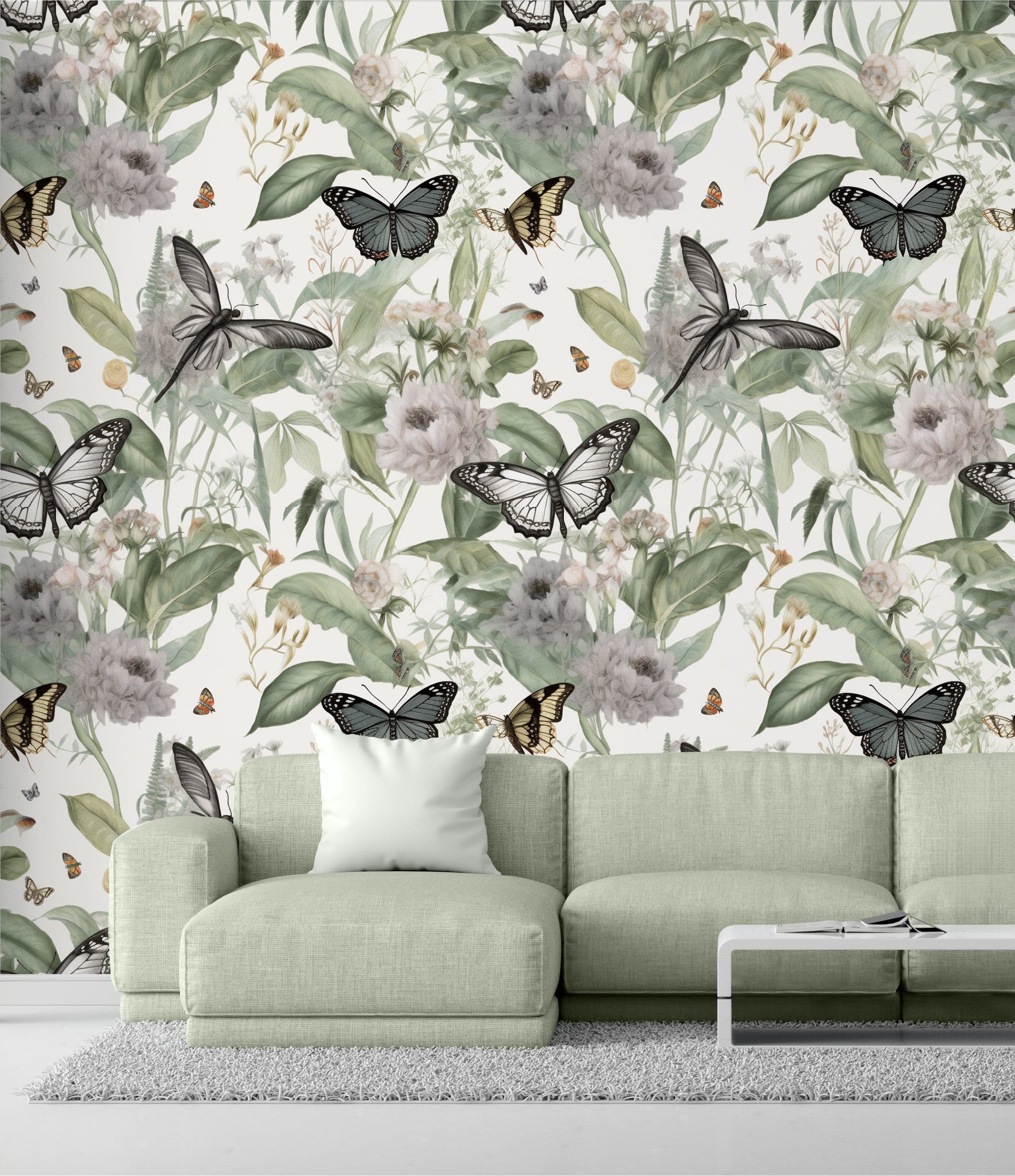 Soft Floral Butterfly Meadow