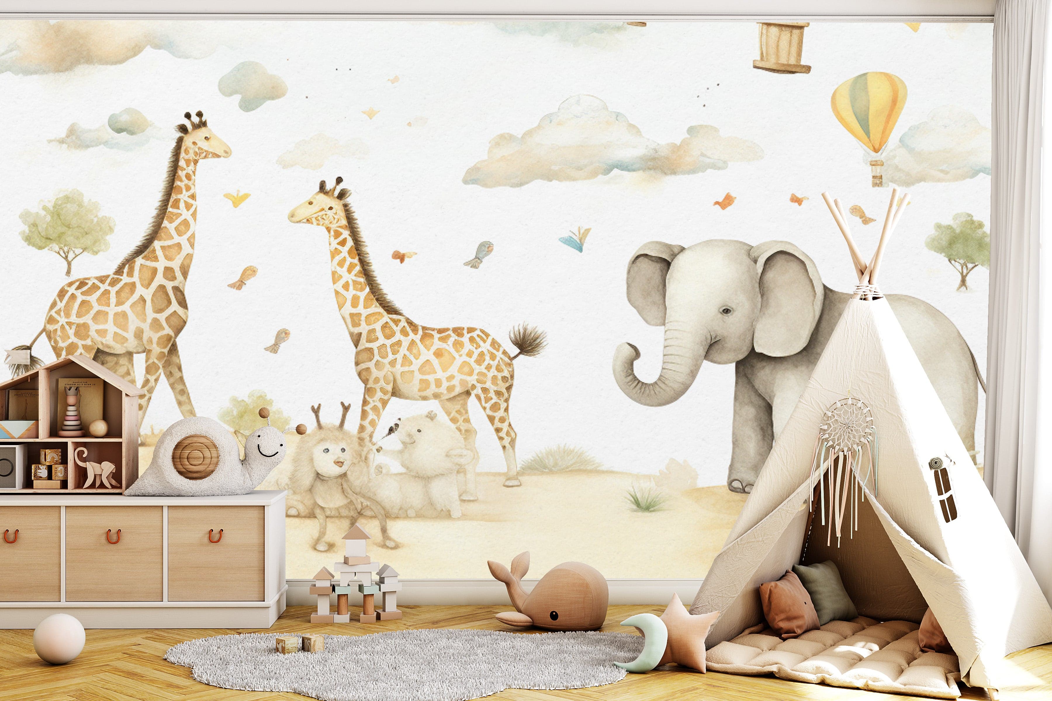 Baby Safari Animals with Balloons