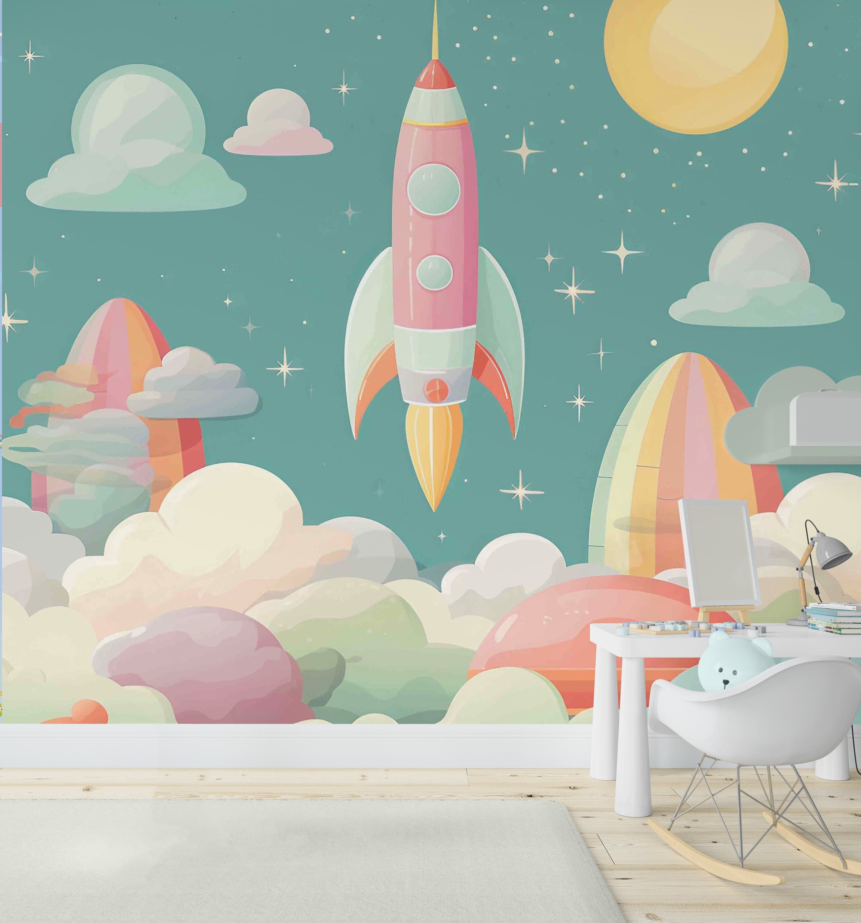 Pastel Space Rocket Launch