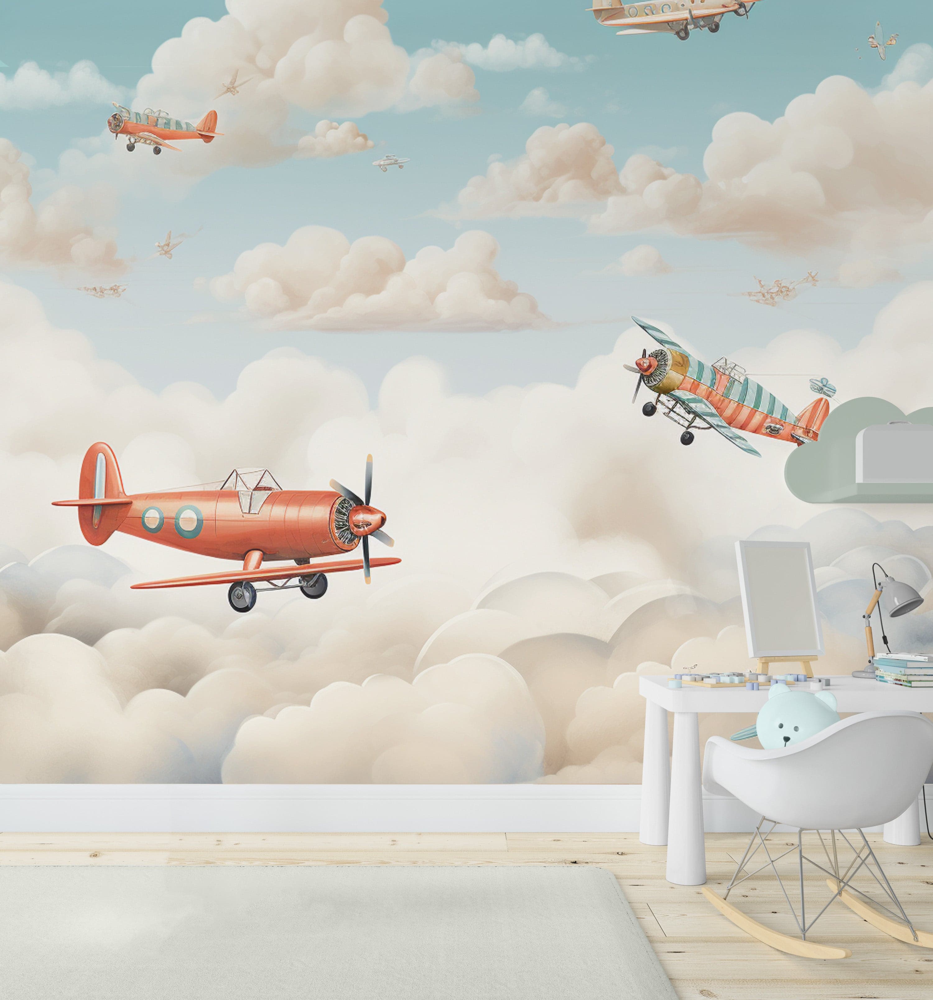 Orange Striped Vintage Planes